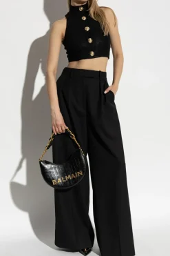 Balmain BLACK Short top with appliqués