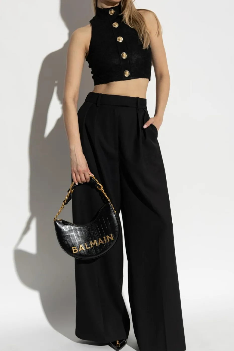 Balmain BLACK Short top with appliqués
