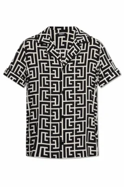 Balmain BLACK Silk shirt with monogram