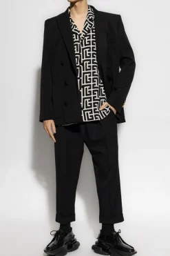 Balmain BLACK Silk shirt with monogram