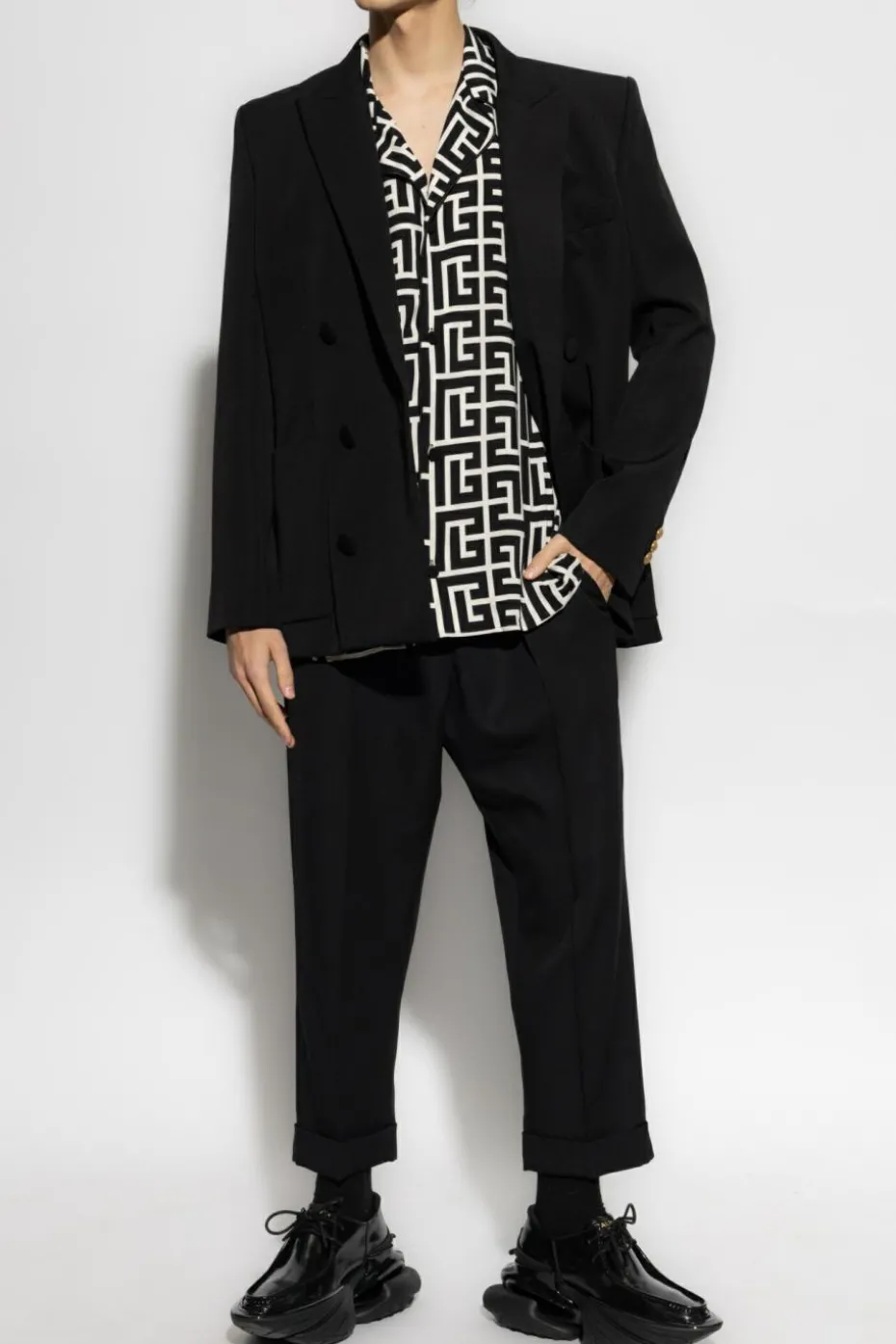 Balmain BLACK Silk shirt with monogram