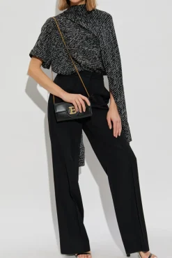 Balmain BLACK Silk top with monogram