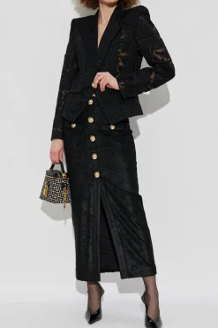 Balmain BLACK Skirt with decorative buttons