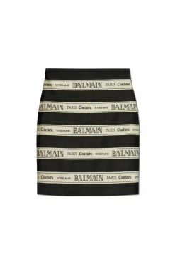 Balmain BLACK Skirt with stripe pattern