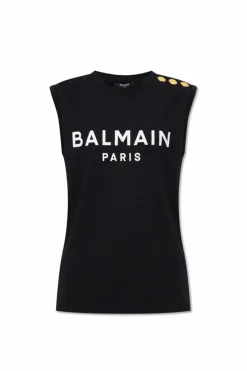 Balmain BLACK Sleeveless T-shirt with logo