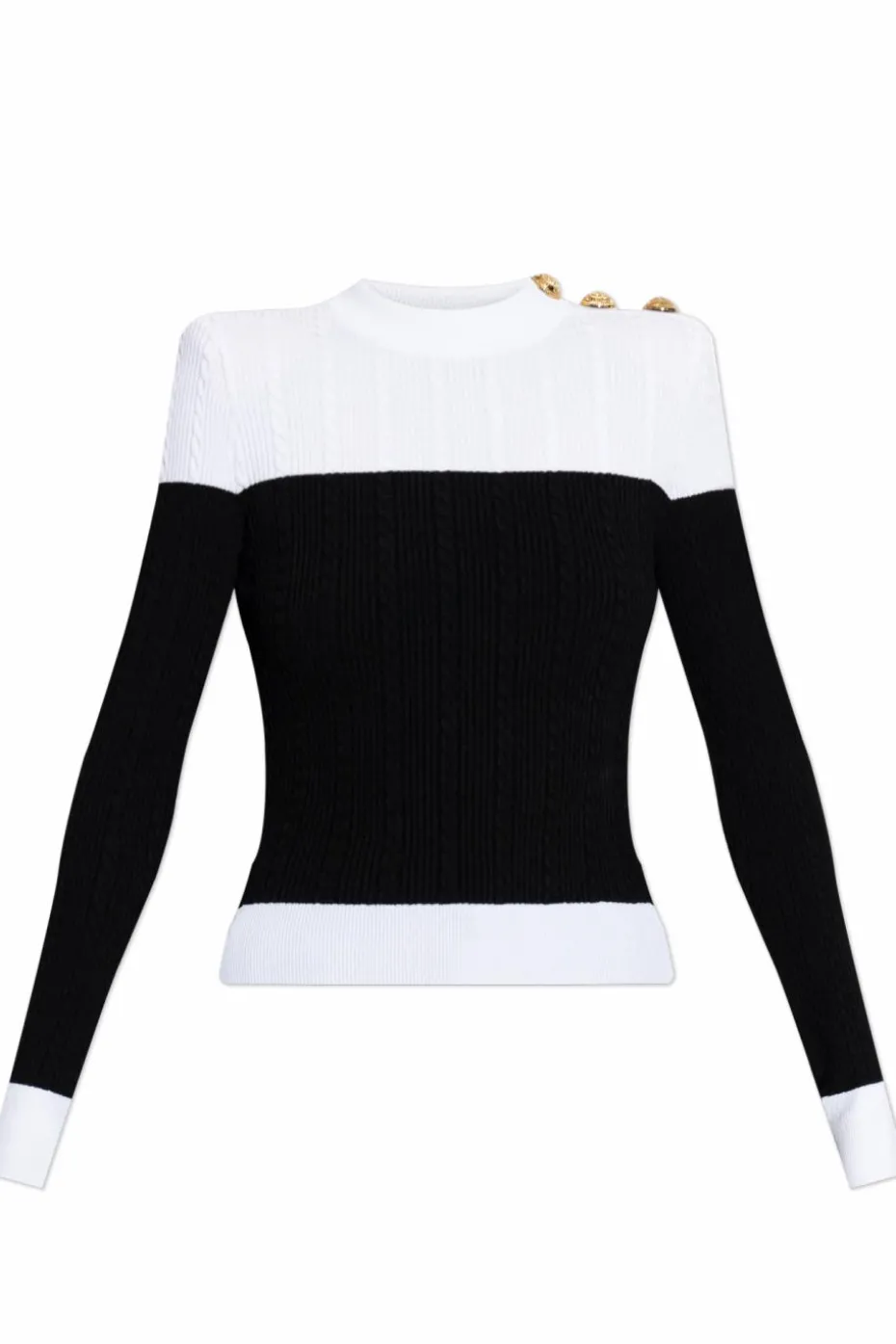 Balmain BLACK Sweater with decorative buttons on the shoulder
