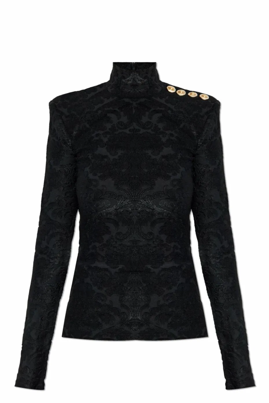 Balmain BLACK Top with a stand-up collar