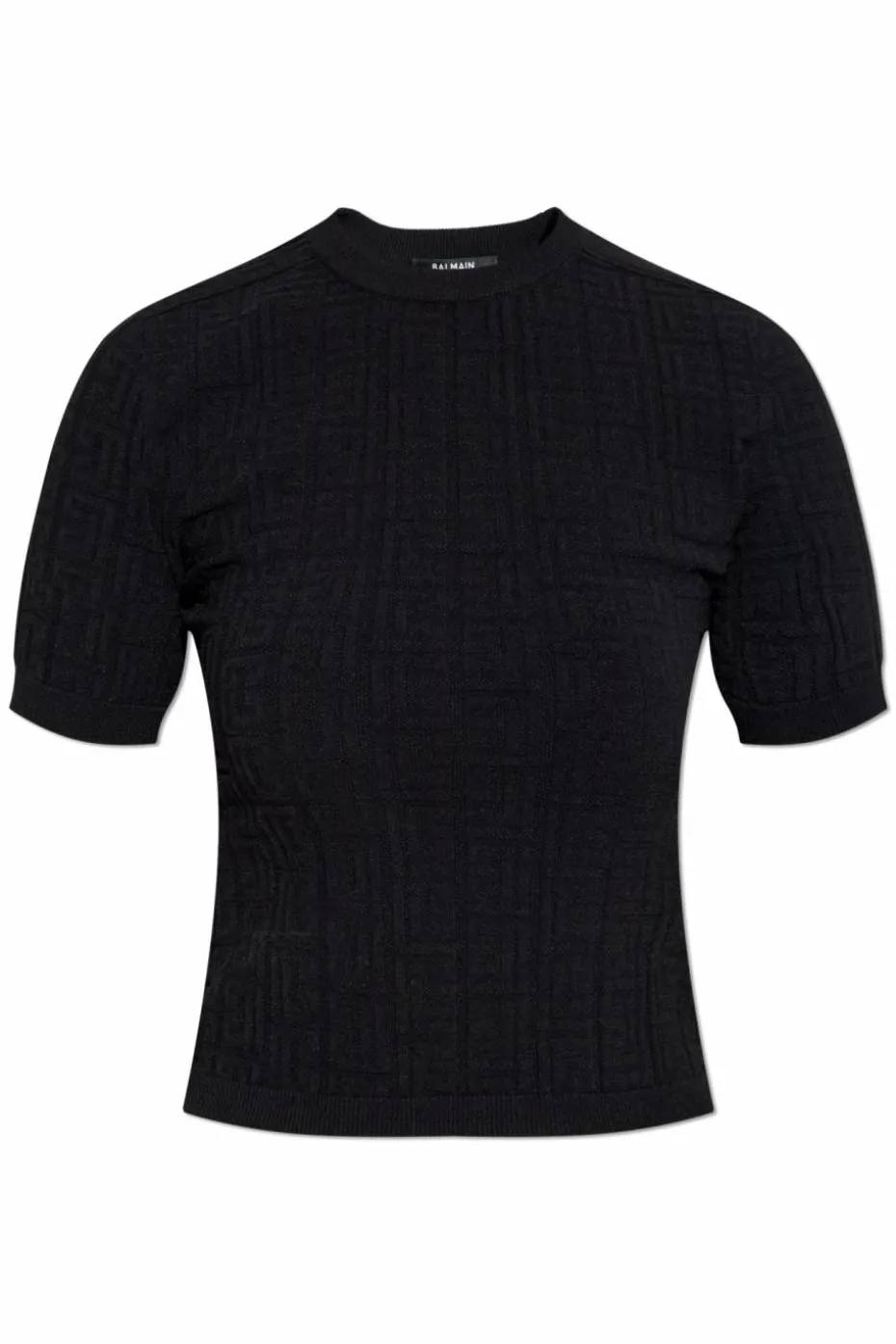 Balmain BLACK Top with a round neckline