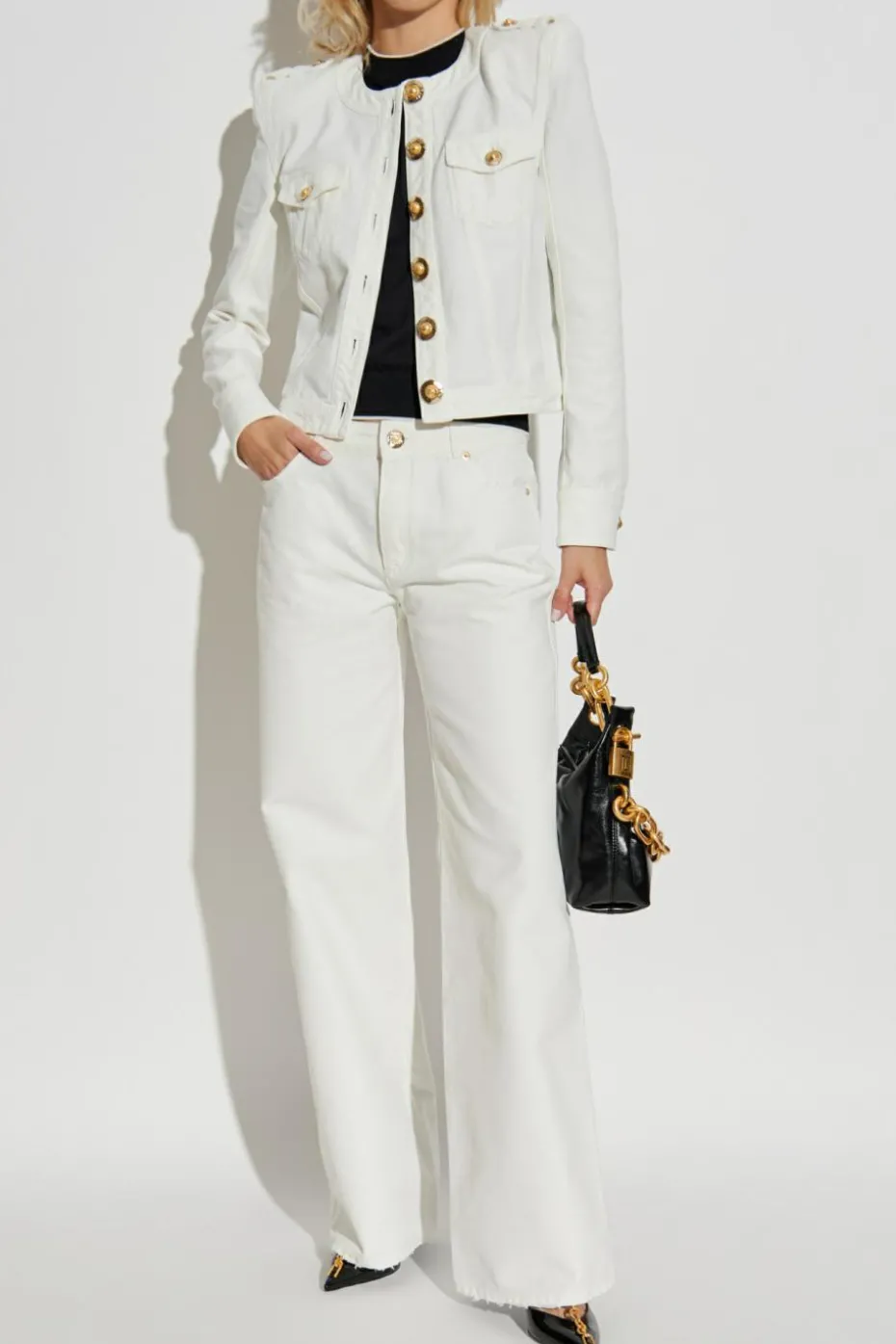 Balmain BLACK Top with embroidered logo