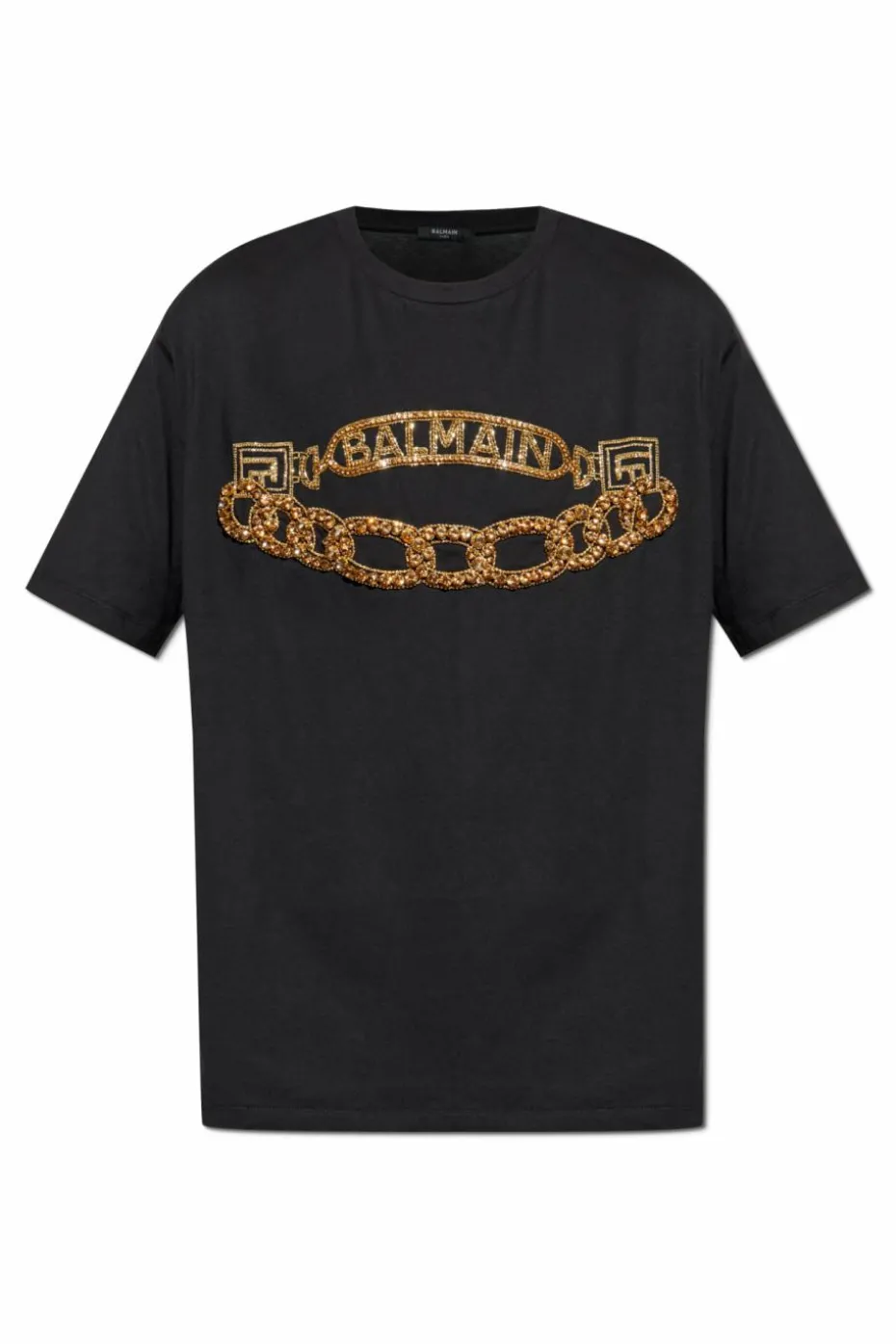Balmain BLACK T-shirt with shimmering appliqués