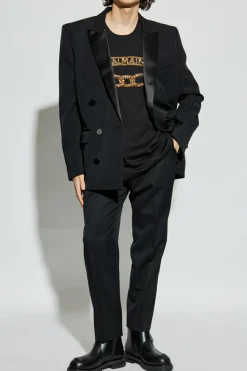 Balmain BLACK T-shirt with shimmering appliqués