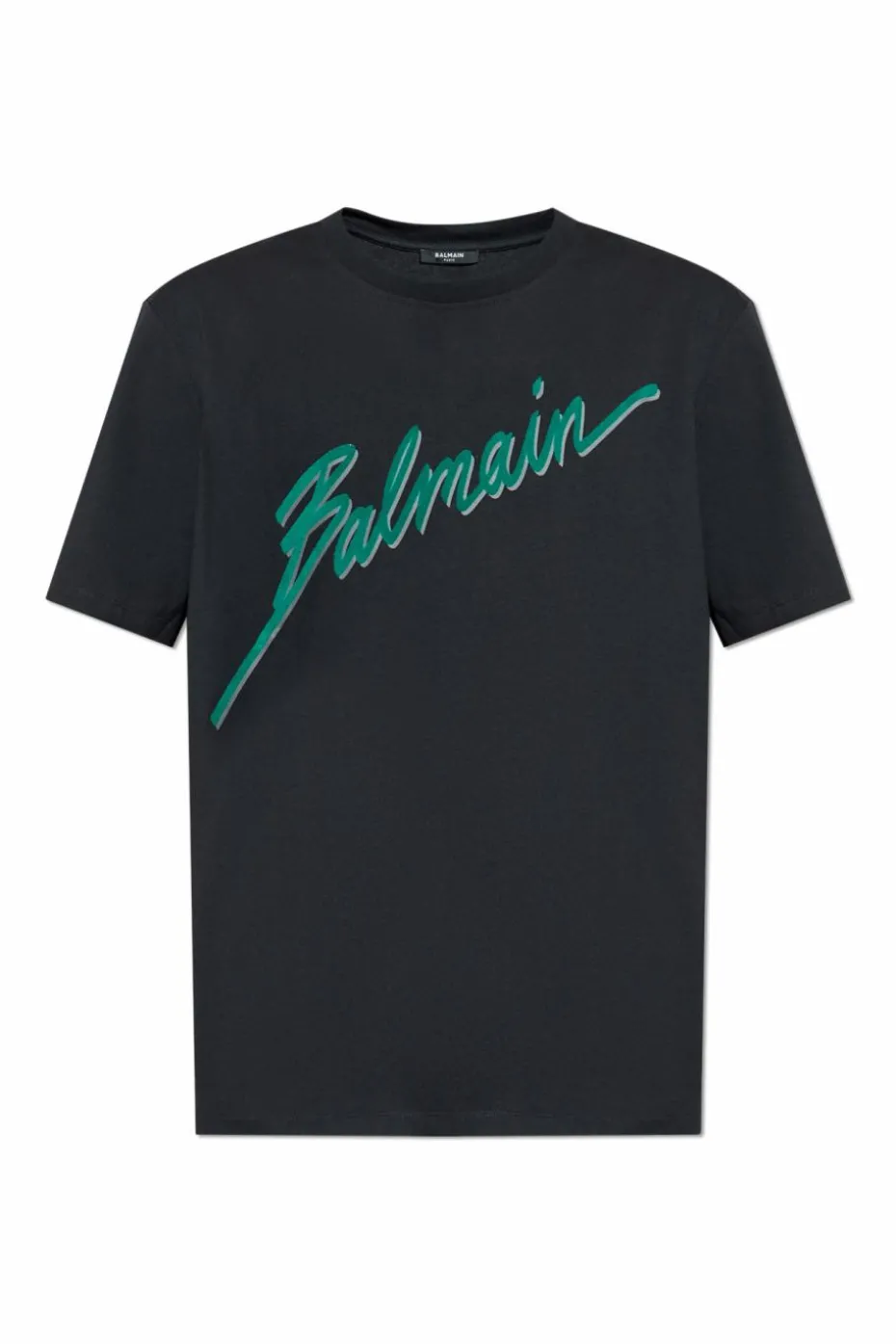 Balmain BLACK T-shirt with a logo and a velvet finish
