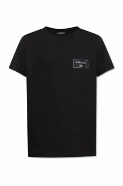 Balmain BLACK T-shirt with logo patch