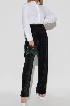 Balmain BLACK Velvet pants with front darts