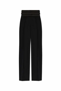 Balmain BLACK Wool pants with stitching on the legs