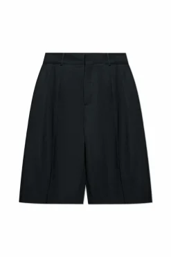 Balmain BLACK Wool pleated shorts