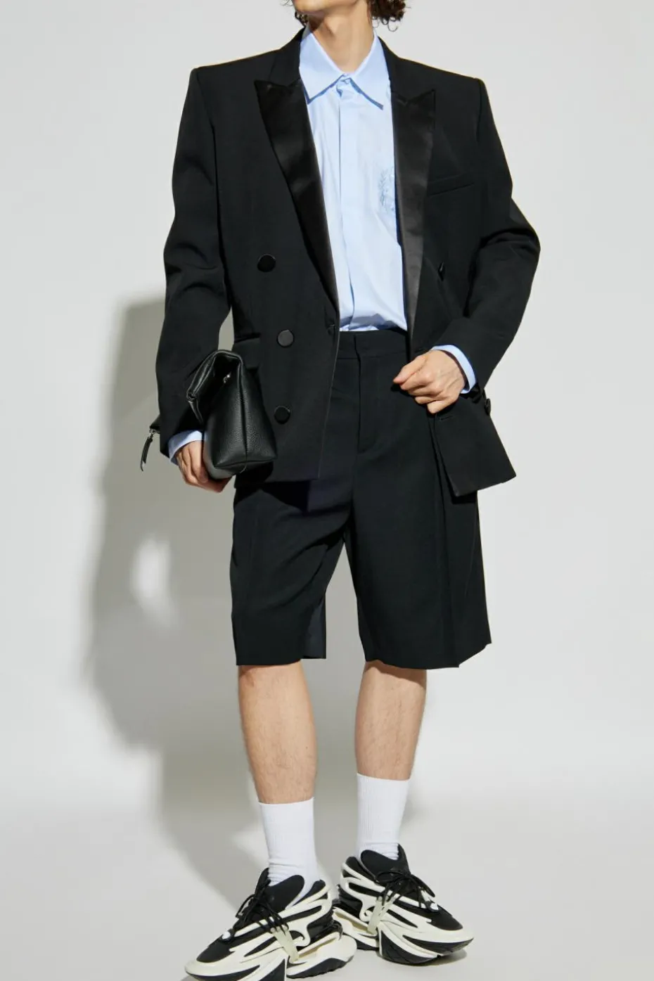 Balmain BLACK Wool pleated shorts