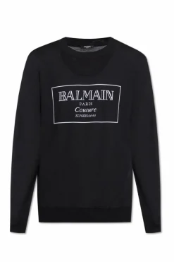 Balmain BLACK Wool sweater with logo