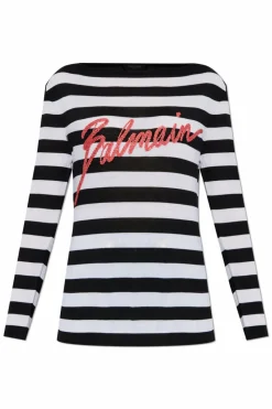 Balmain BLACK Wool sweater with embroidered logo