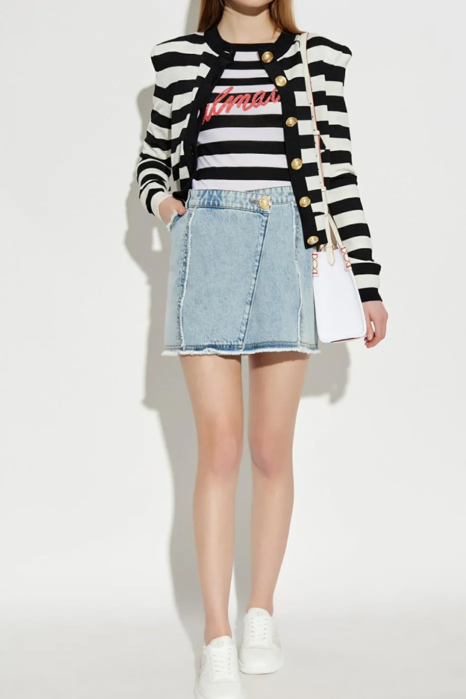 Balmain BLACK Wool sweater with embroidered logo
