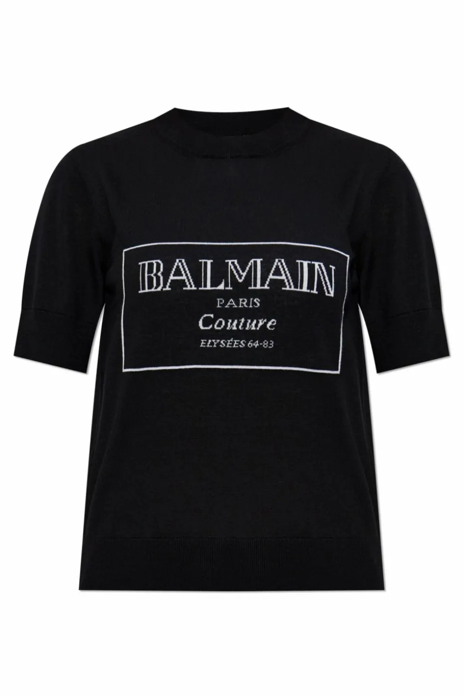 Balmain BLACK Wool top with embroidered logo