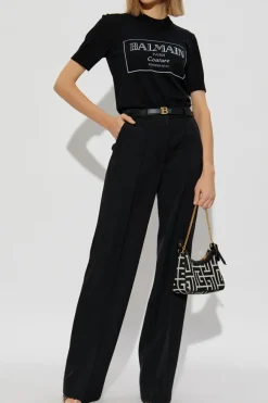 Balmain BLACK Wool top with embroidered logo