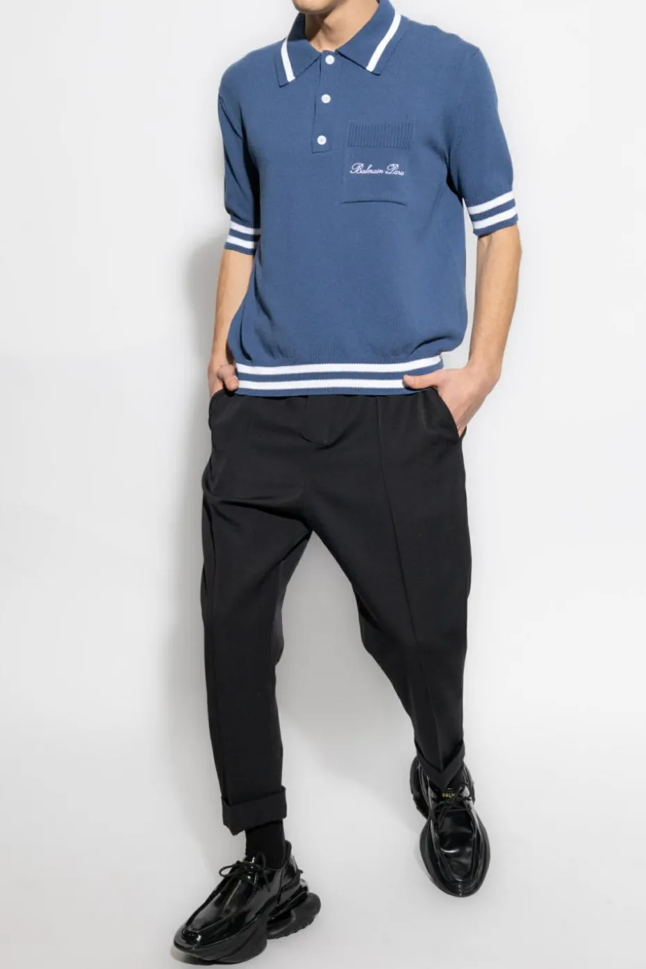 Balmain BLUE Polo with Pocket