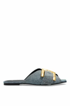 Balmain BLUE Slides with buckle