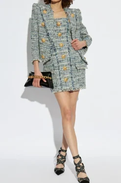 Balmain BLUE Tweed dress with straps