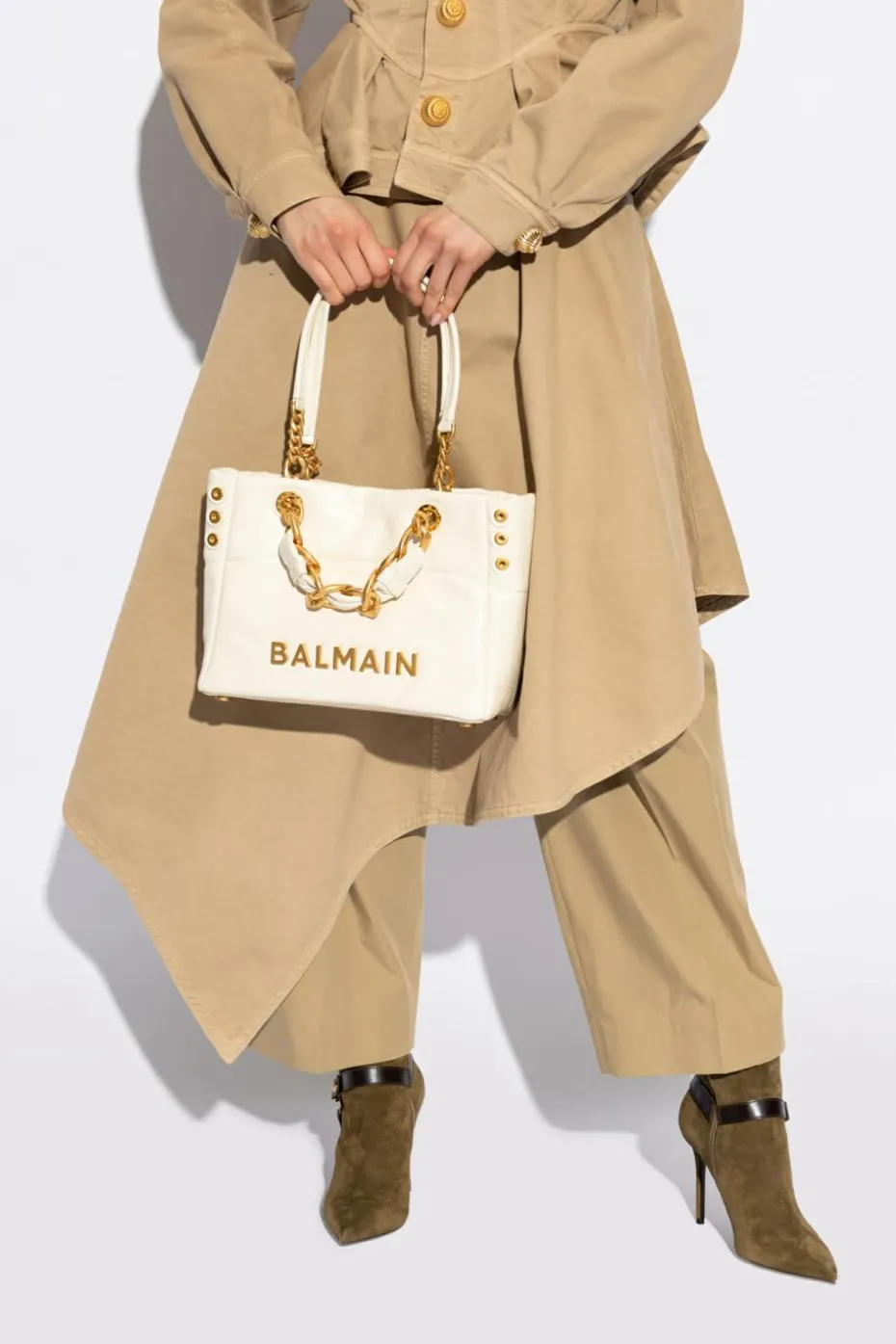 Balmain cream Bag 1945 Small type shopper