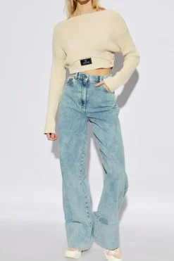 Balmain cream Short sweater with patch
