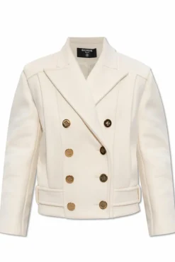 Balmain cream Wool coat