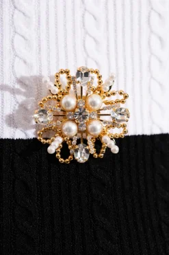 Balmain GOLD Brooch with shimmering crystals