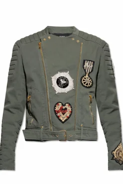 Balmain GREEN Jacket with shimmering appliquƩs