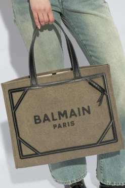 Balmain GREEN Shopper bag with logo