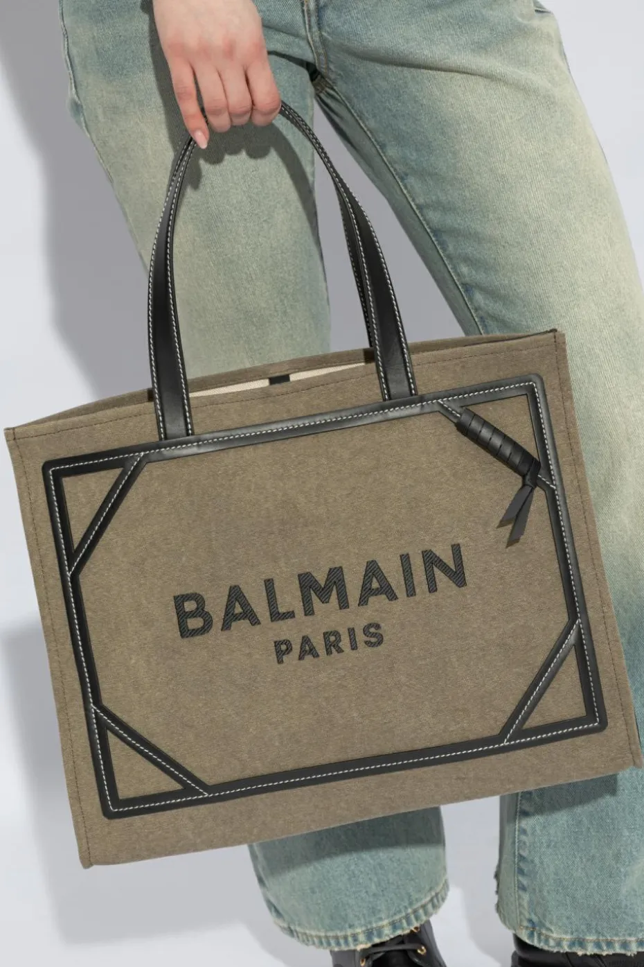 Balmain GREEN Shopper bag with logo