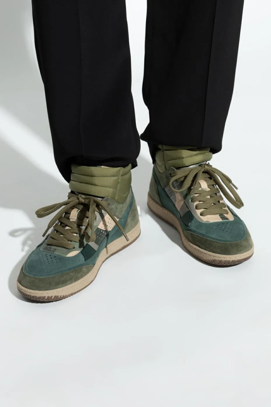 Balmain GREEN 'Swan' high-top sneakers
