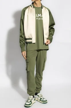 Balmain GREEN Sweatpants with logo