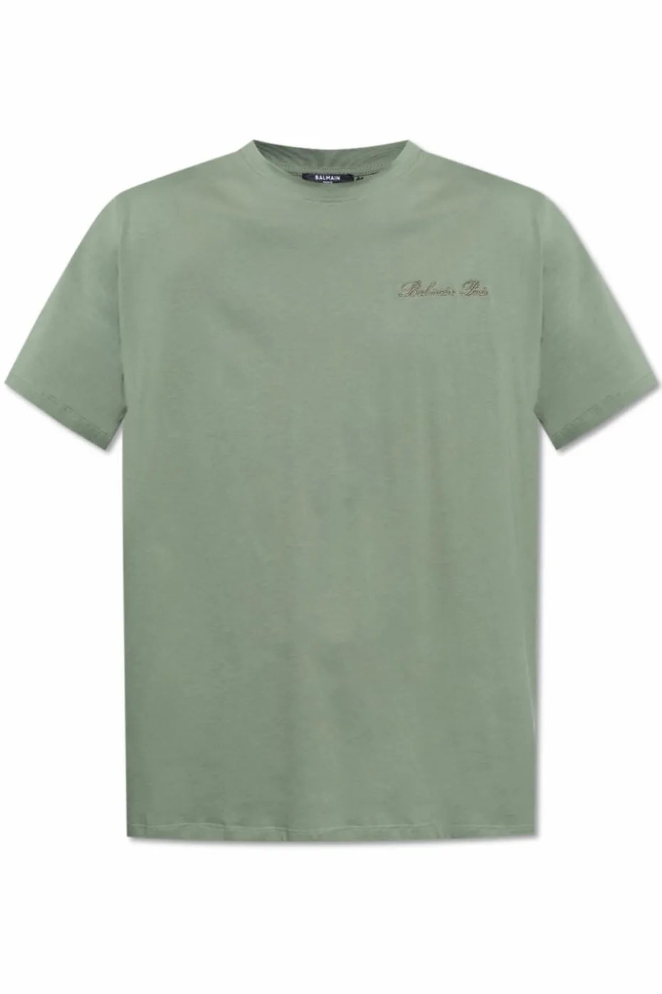 Balmain GREEN T-shirt with embroidered logo