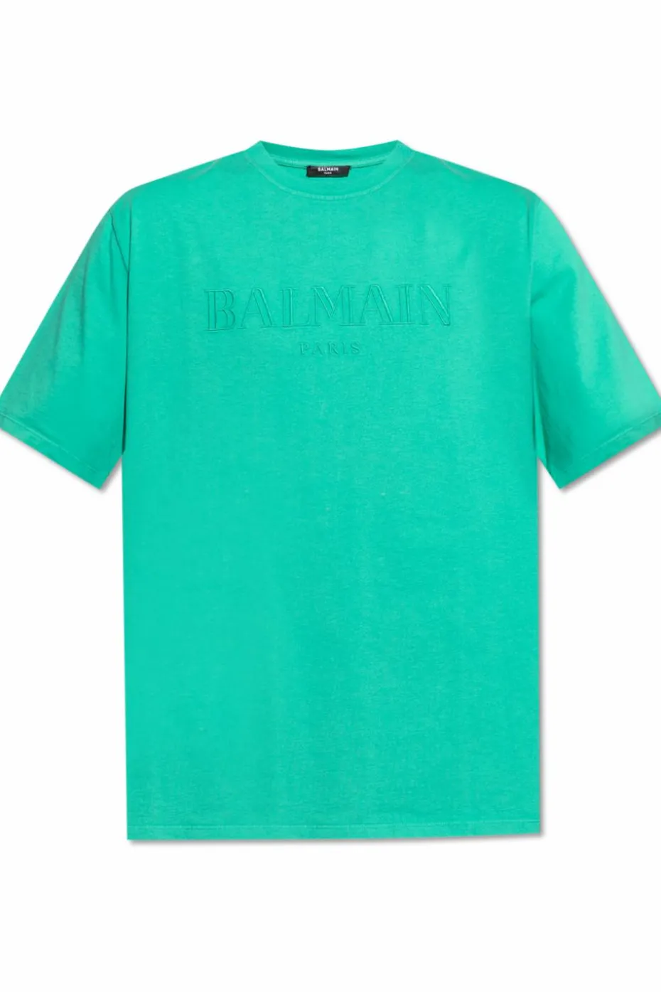 Balmain GREEN T-shirt with embroidered logo