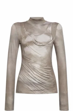 Balmain GREY Top with stand-up collar