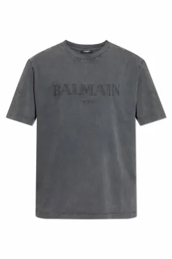 Balmain GREY T-shirt with logo