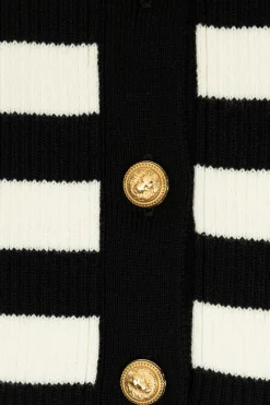 Balmain Kids BLACK Cardigan with striped pattern