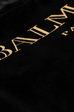 Balmain Kids BLACK Velvet sweatshirt with logo