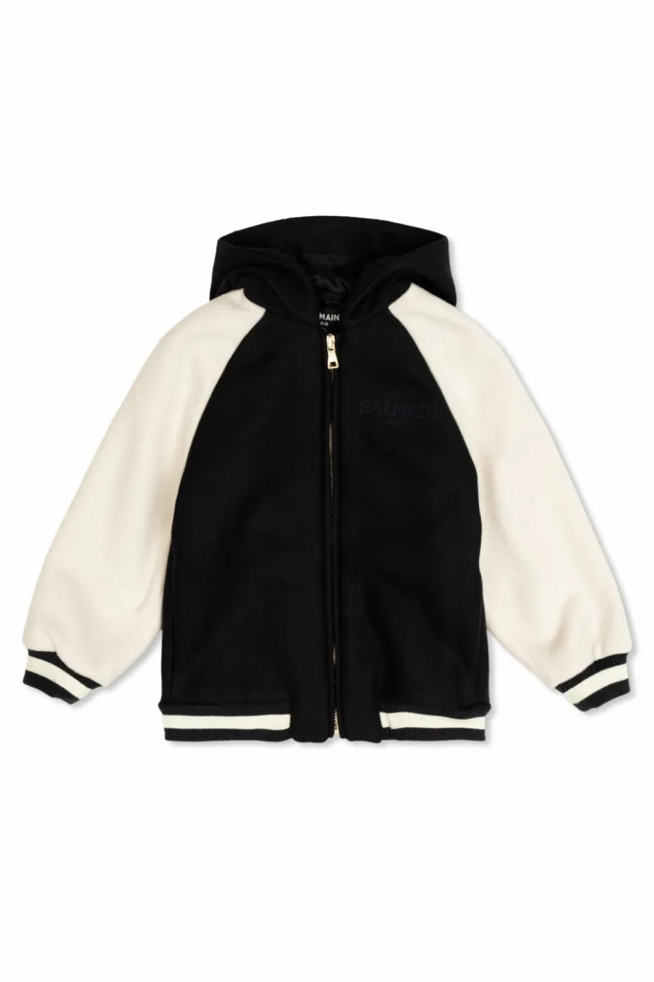 Balmain Kids BLACK Wool jacket with hood
