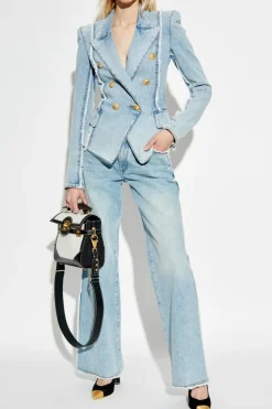 Balmain light blue Denim blazer