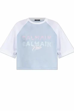 Balmain light blue Short loose-fit t-shirt