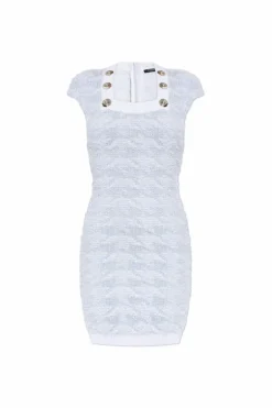 Balmain light blue Tweed dress with lurex thread