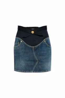 Balmain NAVY BLUE Denim skirt