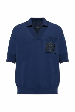 Balmain NAVY BLUE Polo with pocket